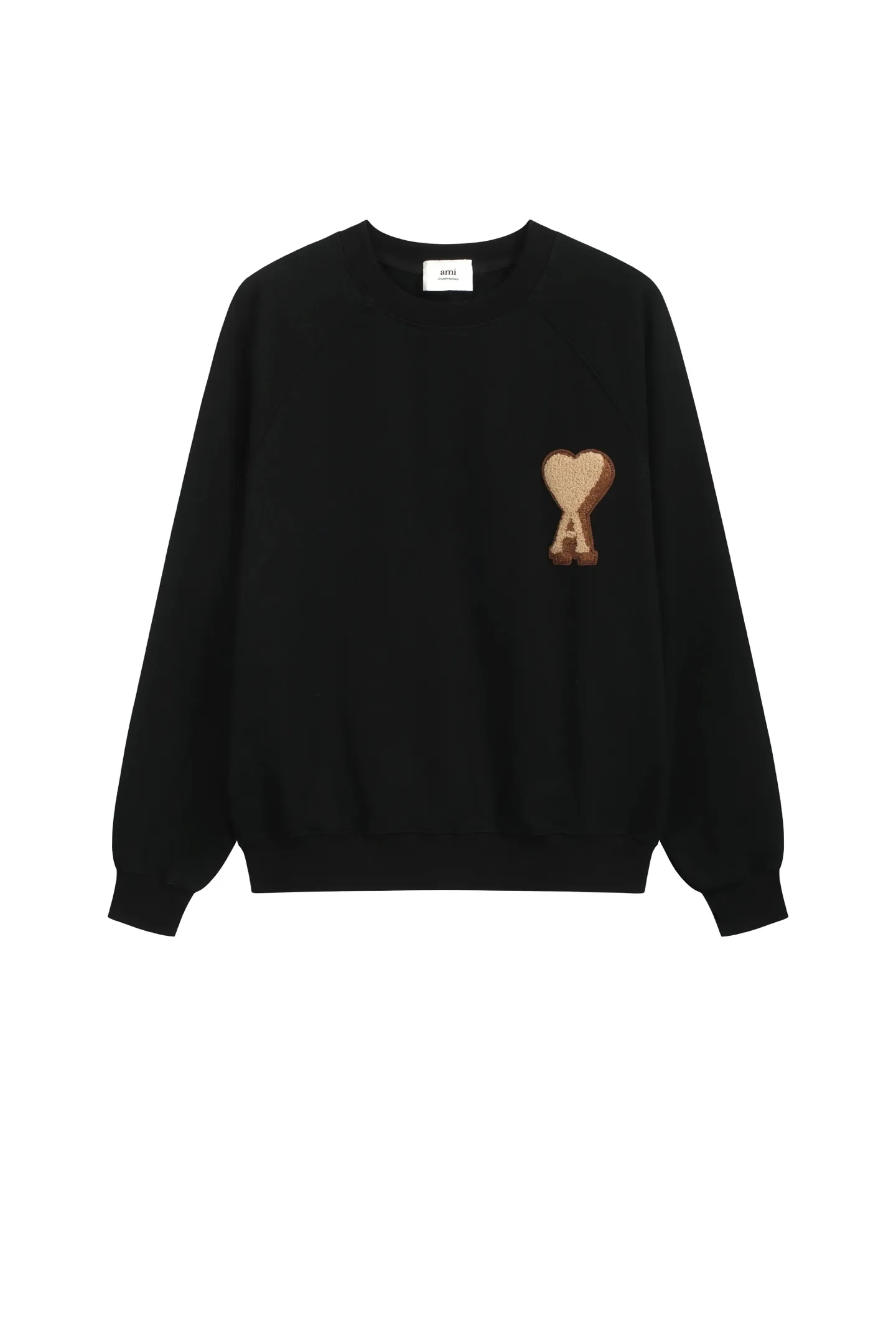 In Stock ❤️‍🔥 A 9011#AM French minimalist style three-dimensional heart logo embroidered round neck sweatshirt Black S-XL size 27 A 9011#18016001